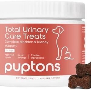 Puptons Total Urinary Care Treats | Dog UTI,  Cystitis Relief Soft Chews | Natural Ingredients | Advanced Bladder & Kidney Support for Dogs (90 Treats)